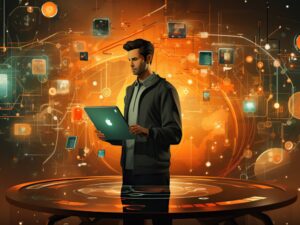 free photo man working with online technology concept online learning services
