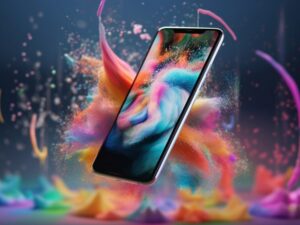 futuristic galaxy mobile phone connects with wireless technology generated by ai