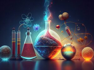 science background illustration scientific design flasks glass chemistry physics elements